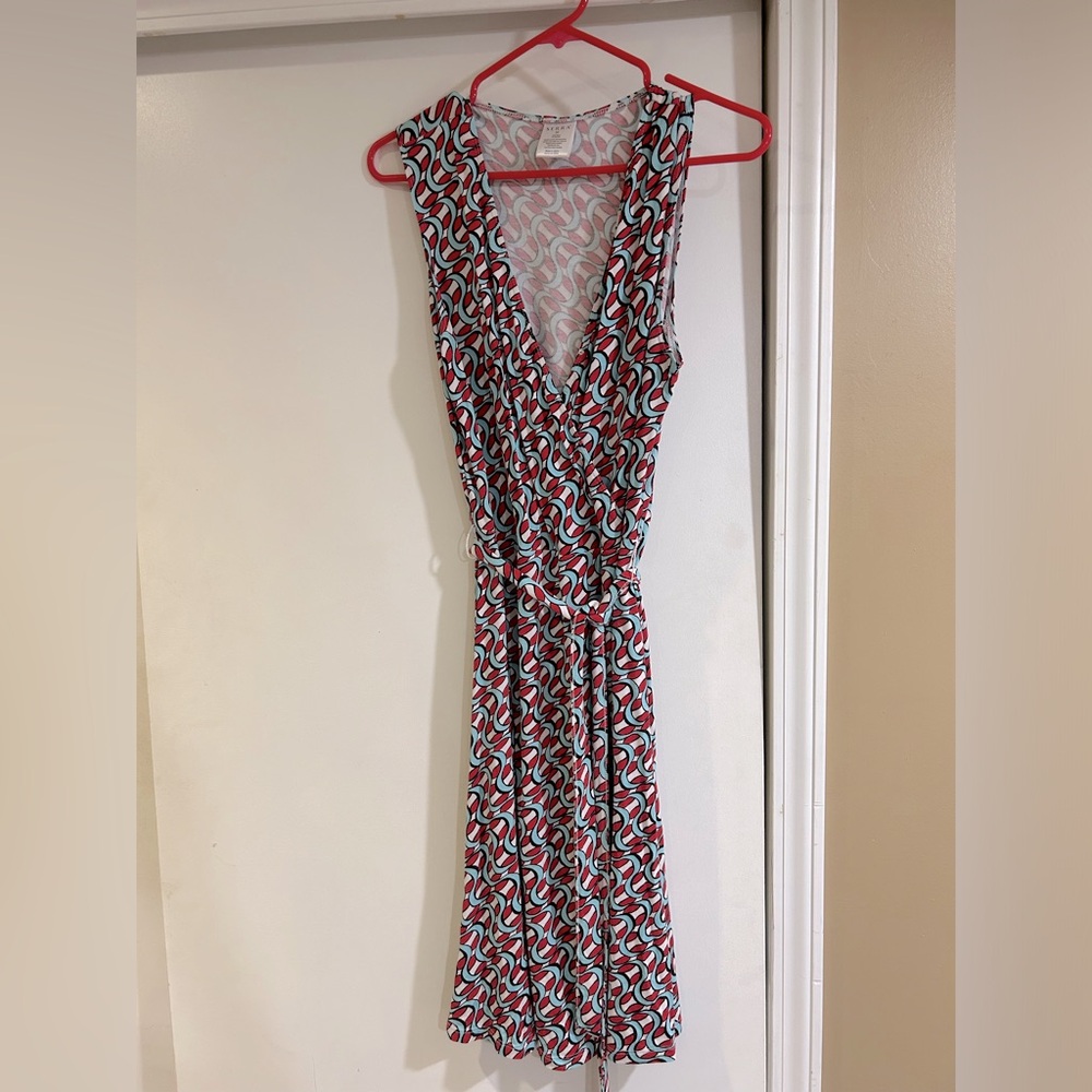 Cute multicolor wrap dress with V-neck
